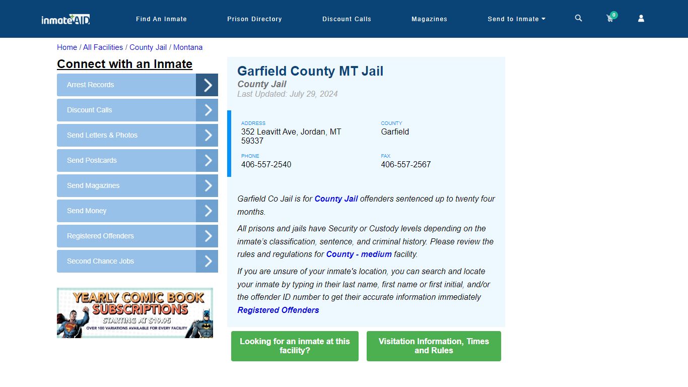 Garfield County MT Jail - Inmate Locator